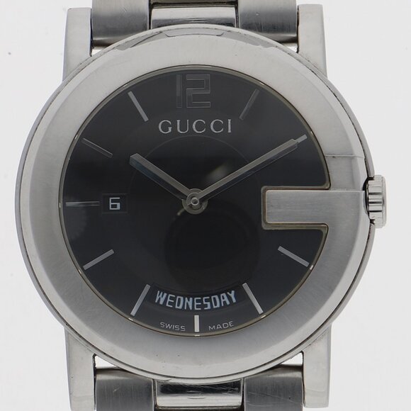 WATCH GUCCI 101M Day date black SS QZ - Picture 1 of 8